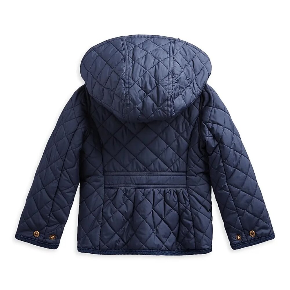 Polo Ralph Lauren Girls Quilted Hooded Jacket – Navy Blue, Size 6 - Picture 2 of 7
